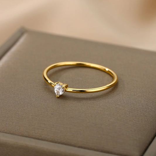 Bagues en forme de petit cœur en zircon pour femmes, bague minimaliste en forme de cœur, bague délicate en acier inoxydable, cadeaux de Saint-Valentin, livraison gratuite