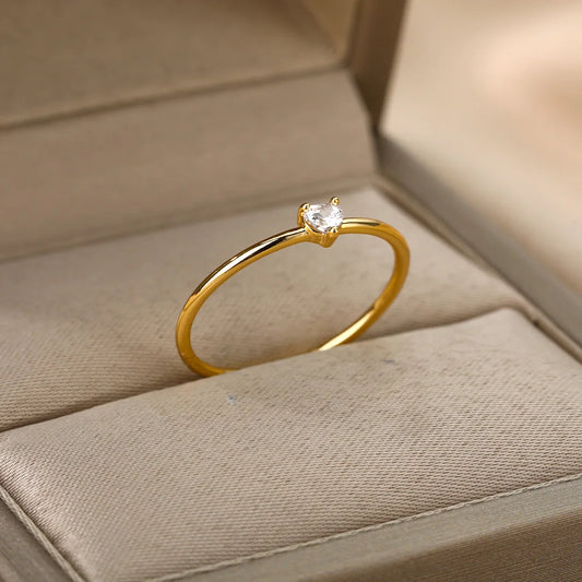 Bagues en forme de petit cœur en zircon pour femmes, bague minimaliste en forme de cœur, bague délicate en acier inoxydable, cadeaux de Saint-Valentin, livraison gratuite